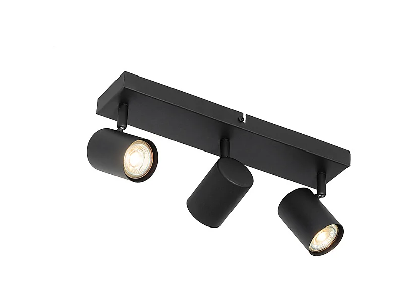 Plafonnier moderne noir 3 lumières orientable rectangulaire - JEANA
