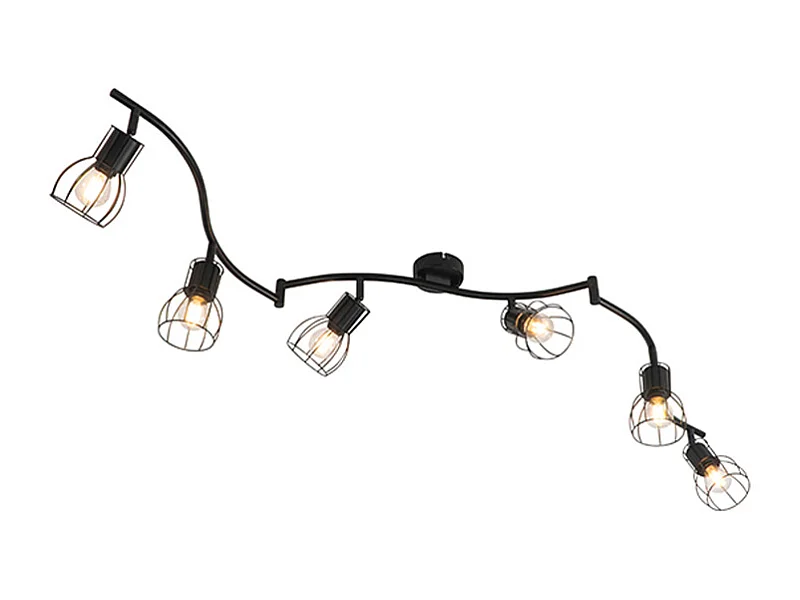 Spot de plafond moderne noir 145 cm 6 lumières - Botu