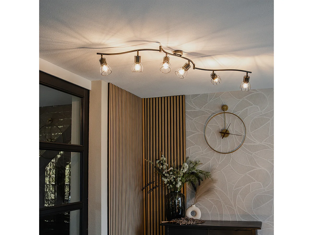 Spot de plafond moderne noir 145 cm 6 lumières - Botu