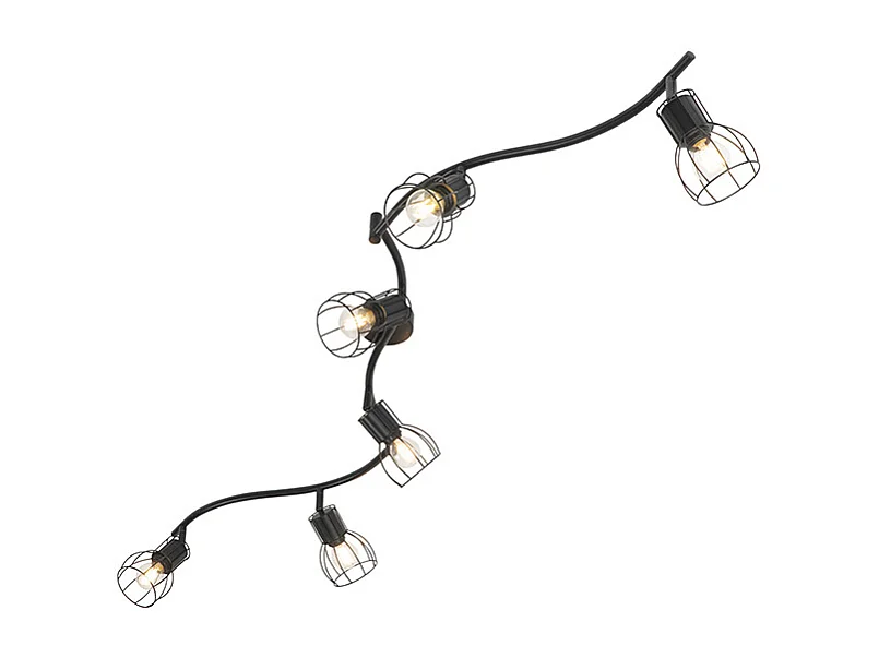Spot de plafond moderne noir 145 cm 6 lumières - Botu