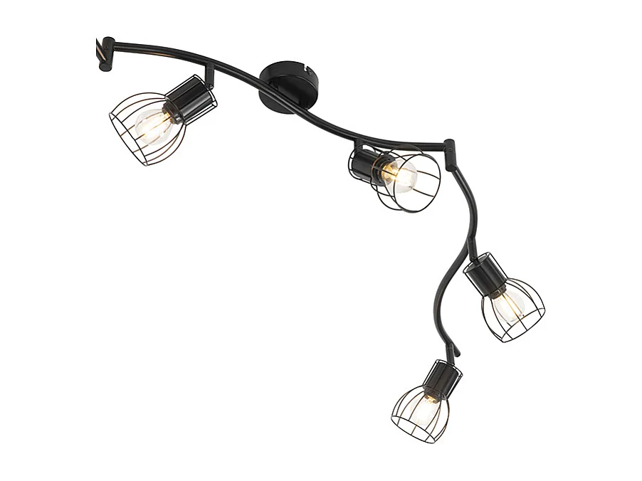 Spot de plafond moderne noir 145 cm 6 lumières - Botu