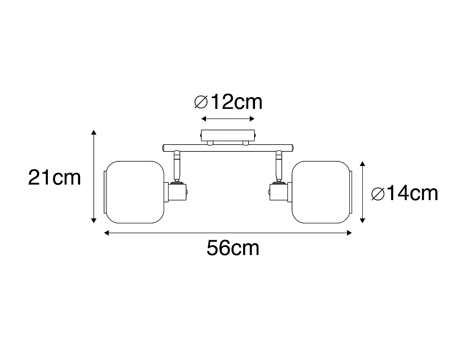 Spot de plafond noir / or avec verre fumé 2 lumières - Zuzanna