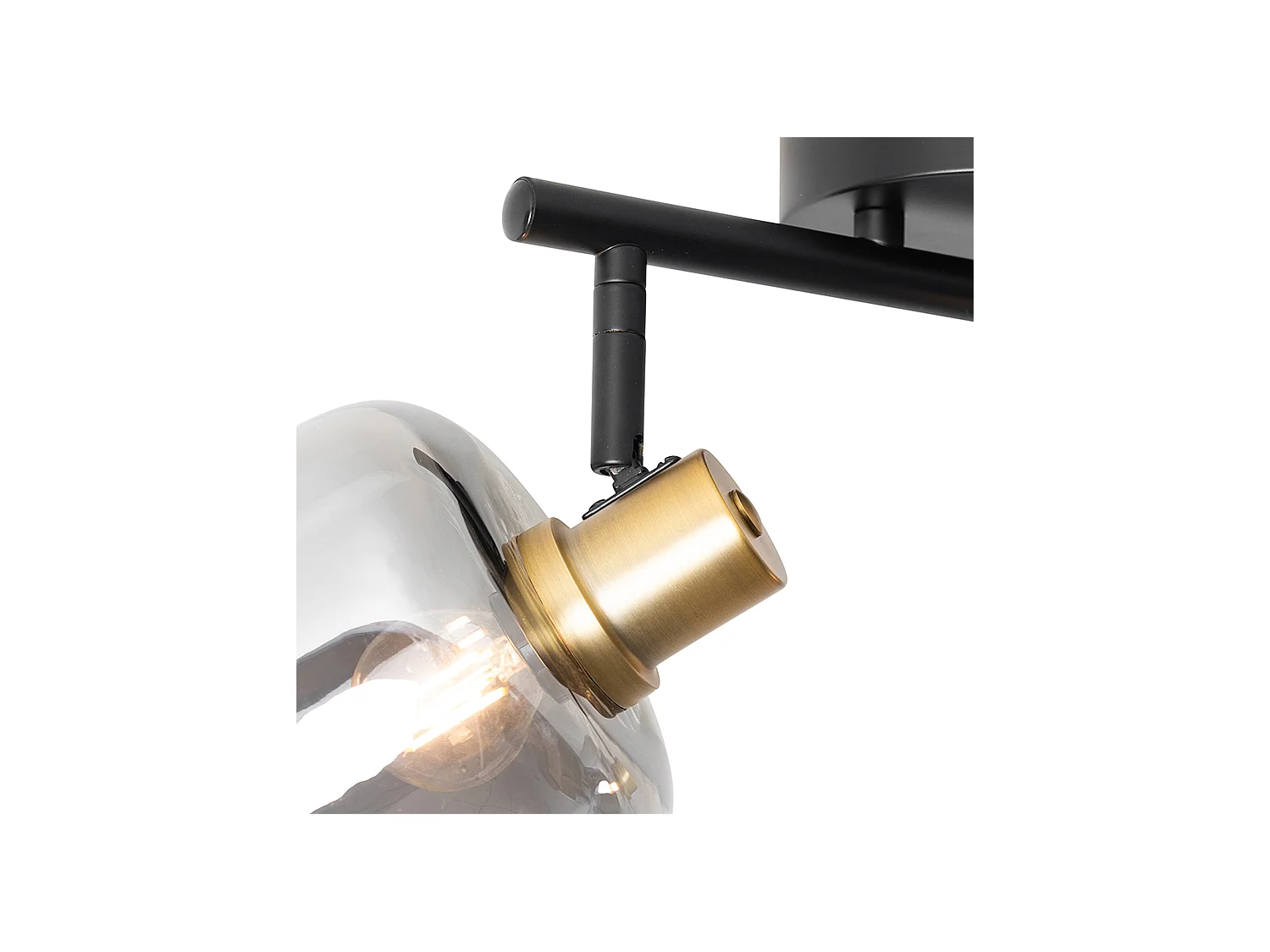 Spot de plafond noir avec doré et verre fumé 2 lumières - Zuzanna
