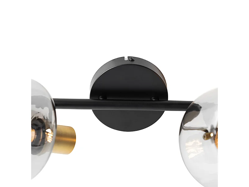 Spot de plafond noir avec doré et verre fumé 2 lumières - Zuzanna