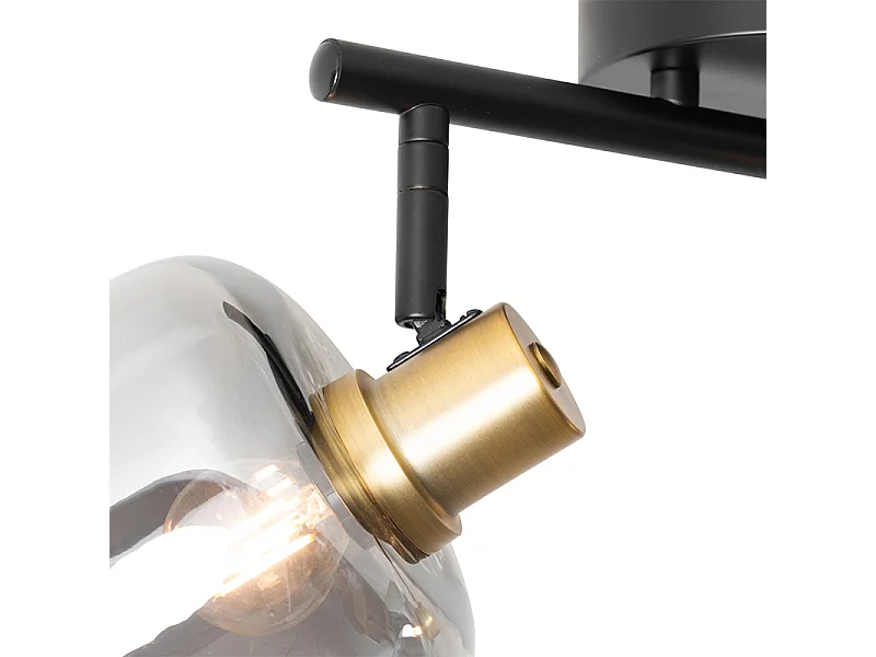 Spot de plafond noir avec doré et verre fumé 2 lumières - Zuzanna