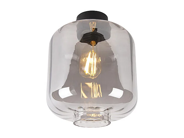 Plafonnier design noir avec verre fumé - Qara