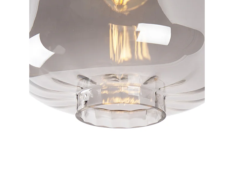 Plafonnier design noir avec verre fumé - Qara