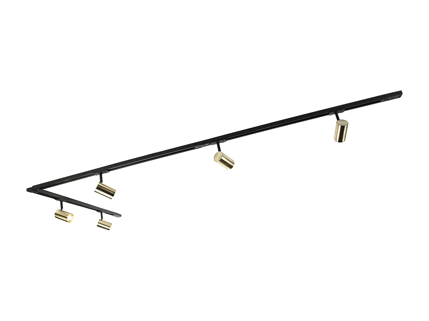 Système sur rail avec 5 spots monophasé noir avec or - Jeana