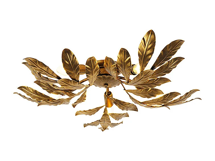 Plafonnier vintage or antique 5 lumières - Tilleul