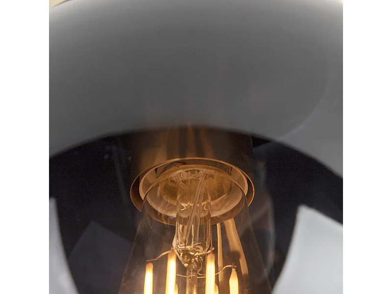 Plafonnier Art Déco en laiton avec verre noir - Pallon