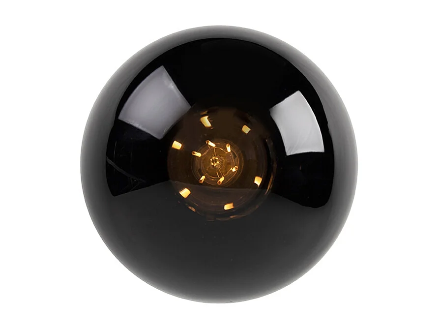 Plafonnier Art Déco en laiton avec verre noir - Pallon