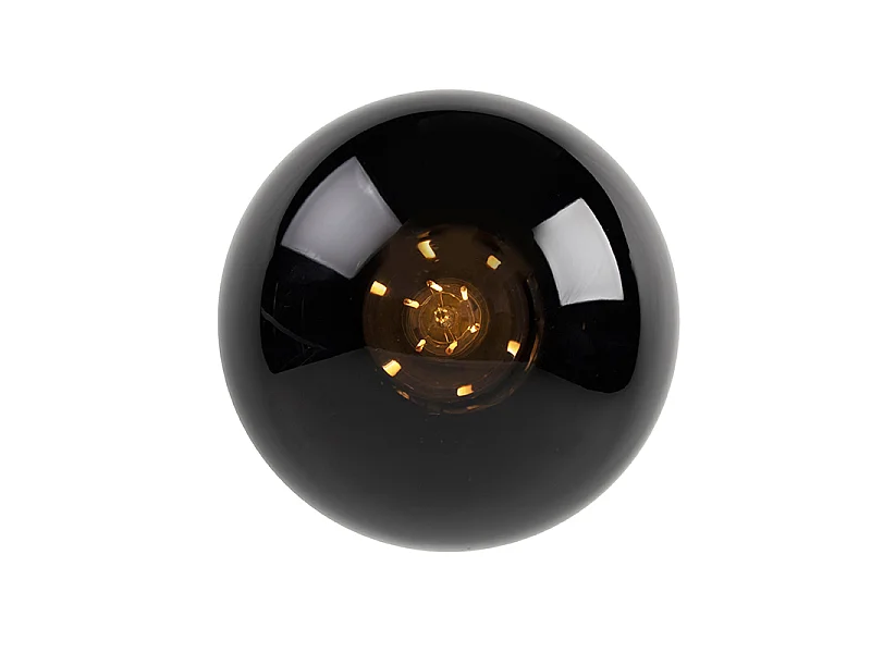 Plafonnier Art Déco en laiton avec verre noir - Pallon