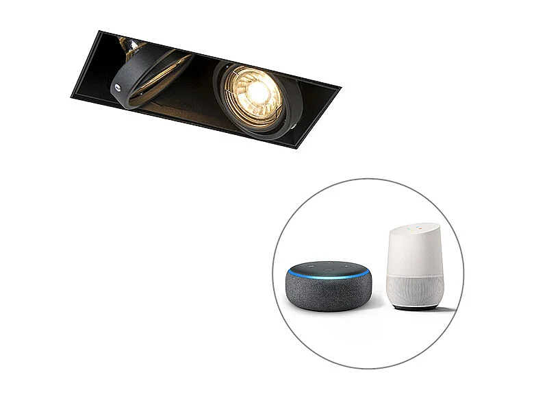 Spot encastré intelligent noir avec 2 GU10 WiFi sans bordure - Oneon 2