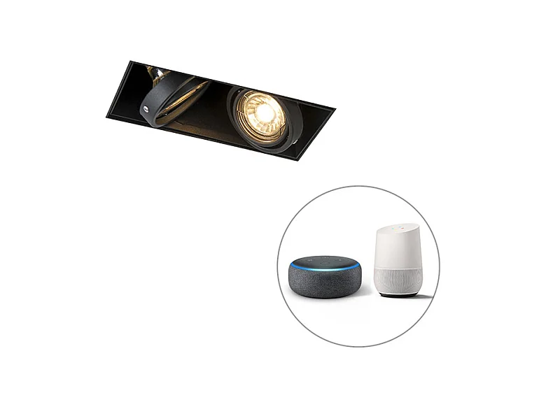 Spot encastré intelligent noir avec 2 GU10 WiFi sans bordure - Oneon 2