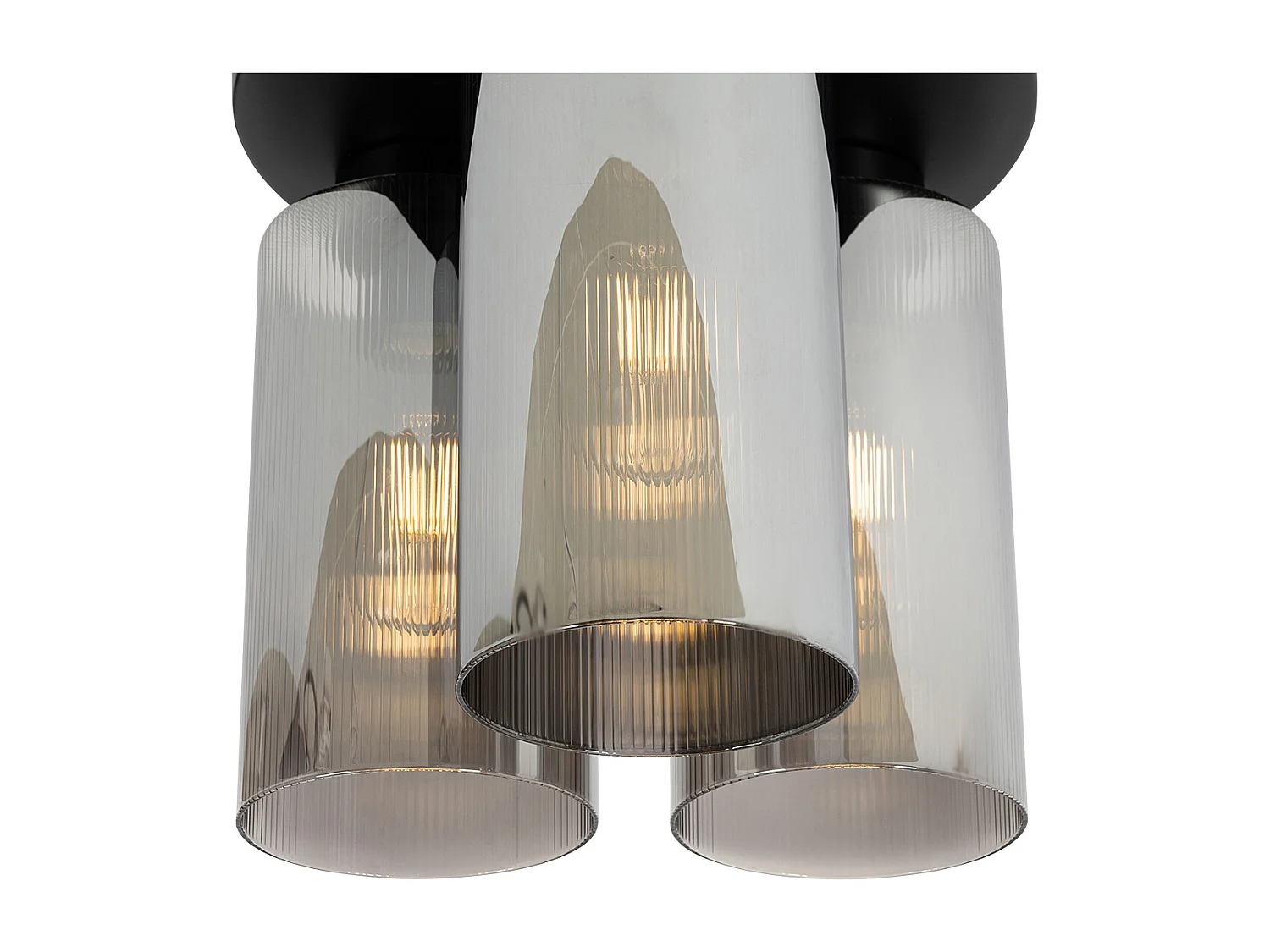 Plafonnier Art Déco noir avec verre fumé 3 lumières - Laura