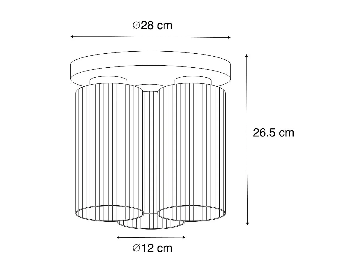 Plafonnier Art Déco noir avec verre fumé 3 lumières - Laura