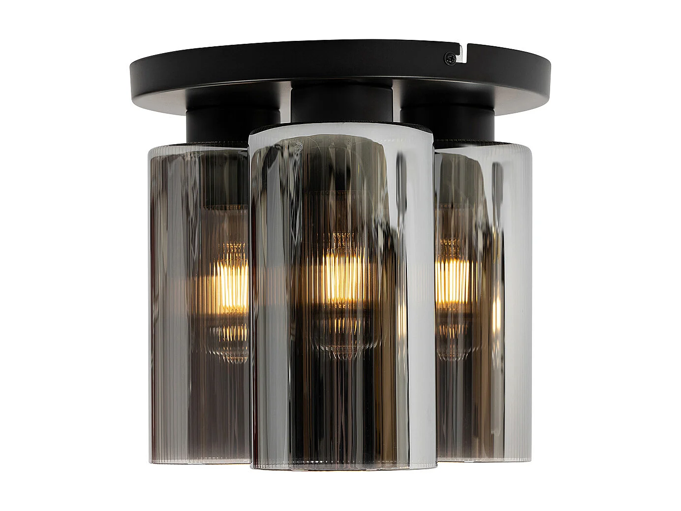 Plafonnier Art Déco noir avec verre fumé 3 lumières - Laura