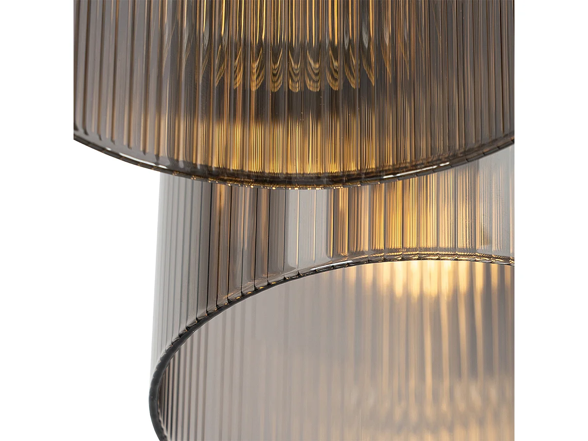 Plafonnier Art Déco noir avec verre fumé 3 lumières - Laura