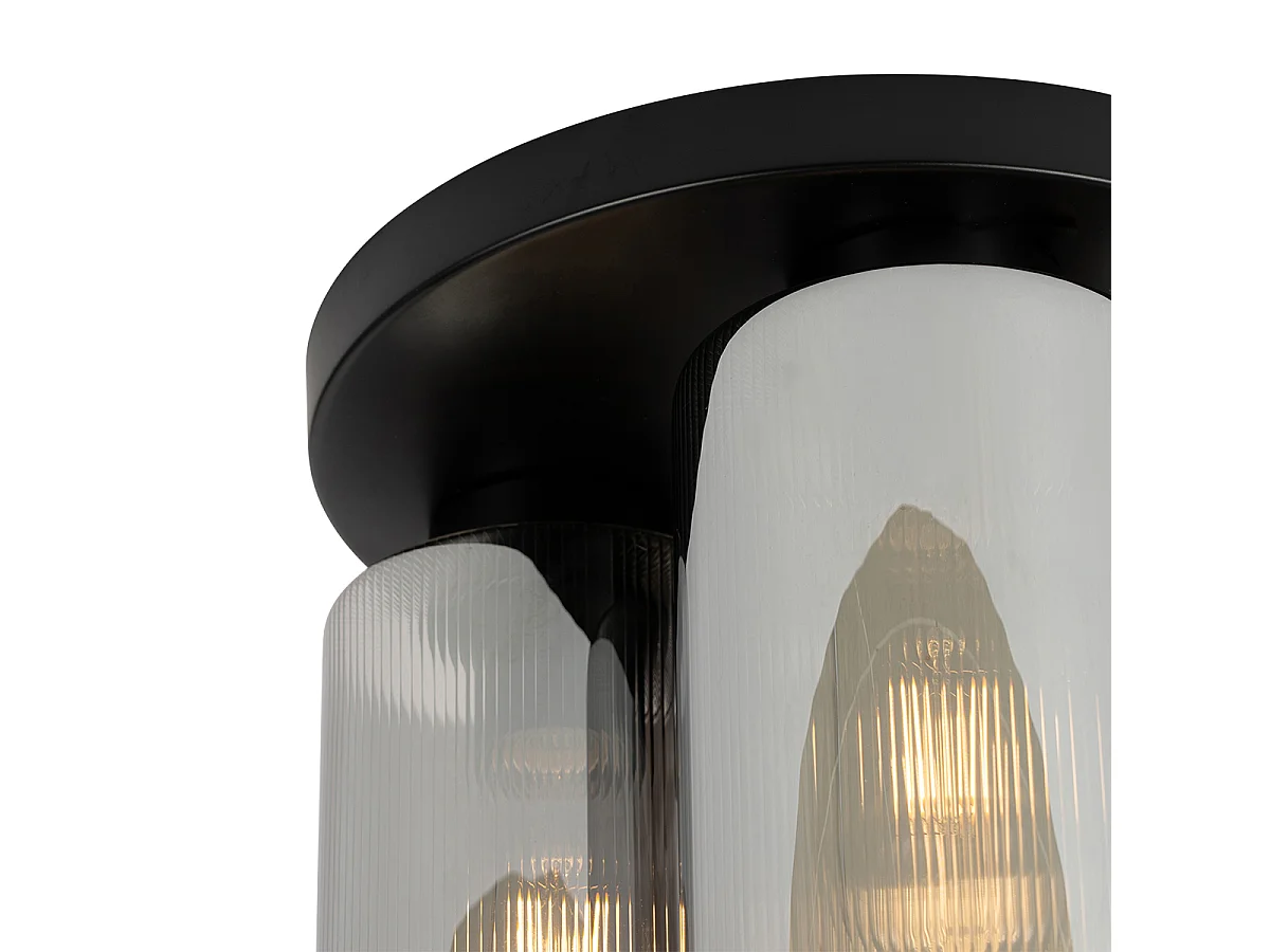 Plafonnier Art Déco noir avec verre fumé 3 lumières - Laura