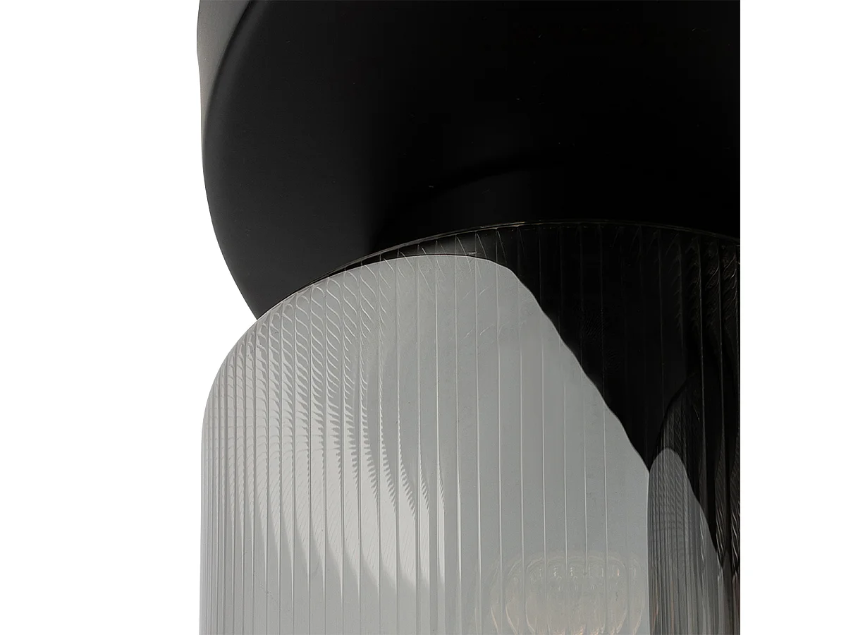 Plafonnier Art Déco noir avec verre fumé 3 lumières - Laura