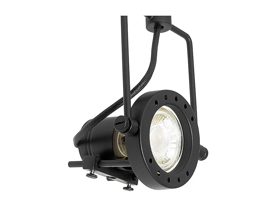 Système sur rail industriel avec 3 spots monophasés noirs - Suplux