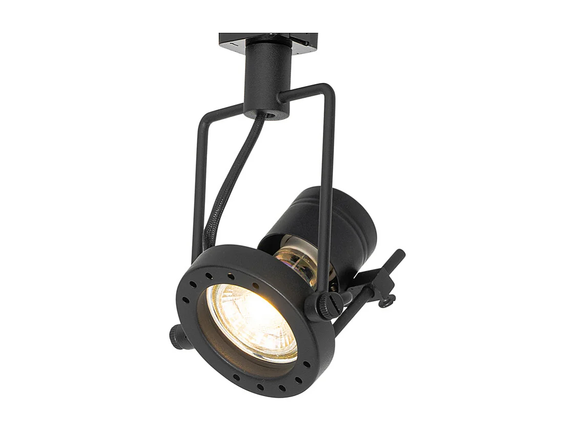 Système d'éclairage sur rail moderne avec 3 spots noirs 1 phase - Iconic Suplux