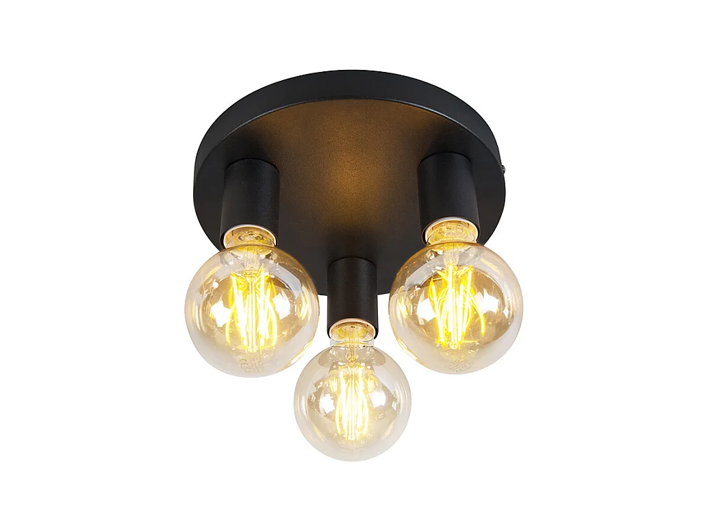 Plafonnier moderne noir avec 3 ampoules intelligentes WiFi G95 - Facil