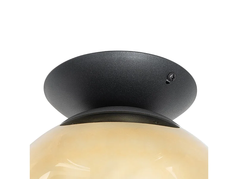 Plafonnier Art Déco noir avec verre doré - pallon