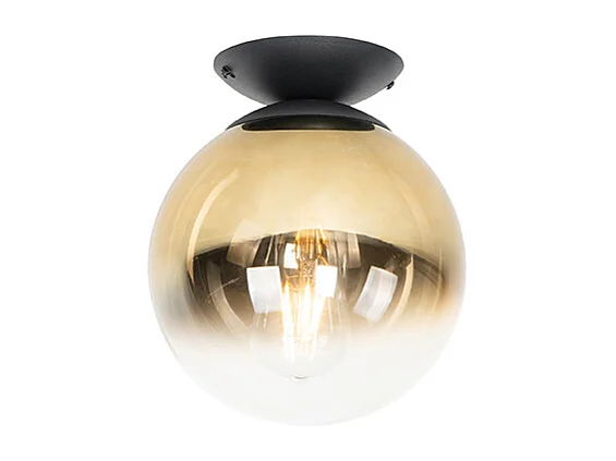 Plafonnier Art Déco noir avec verre doré - pallon