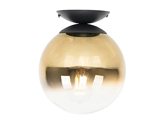Plafonnier Art Déco noir avec verre doré - pallon
