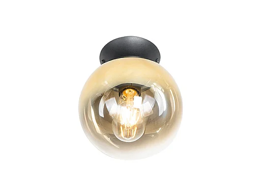 Plafonnier Art Déco noir avec verre doré - pallon