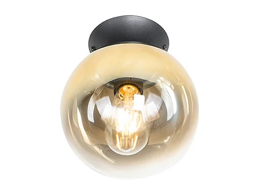 Plafonnier Art Déco noir avec verre doré - Pallon