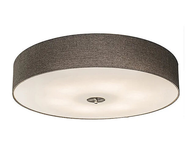 Plafonnier rond rustique taupe 70 cm - Drum Jute