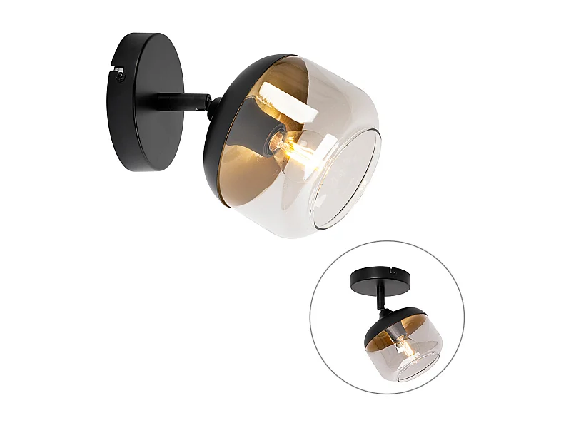 Spot design noir avec or et verre fumé - Kyan