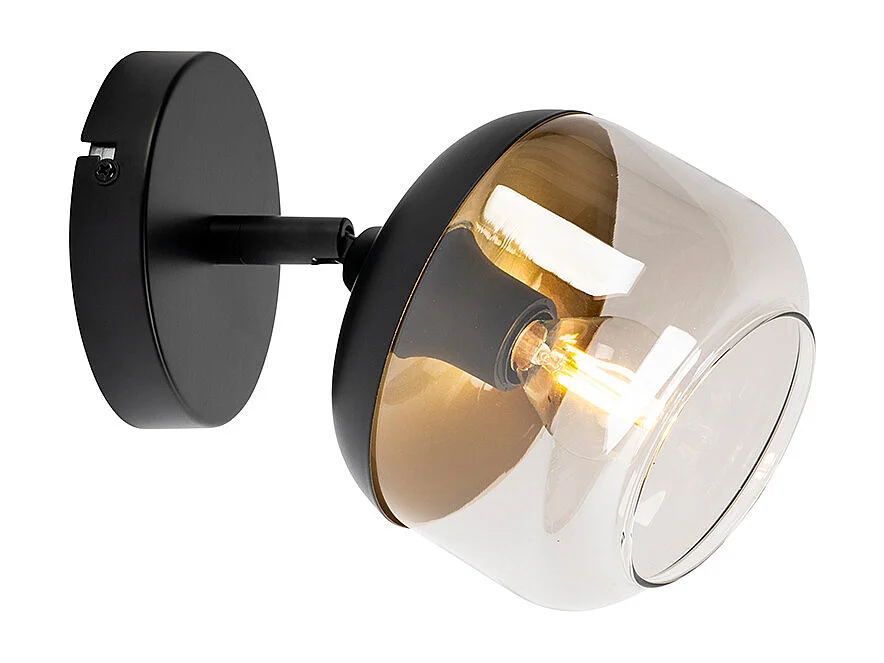 Spot design noir avec verre doré et fumé - Kyan