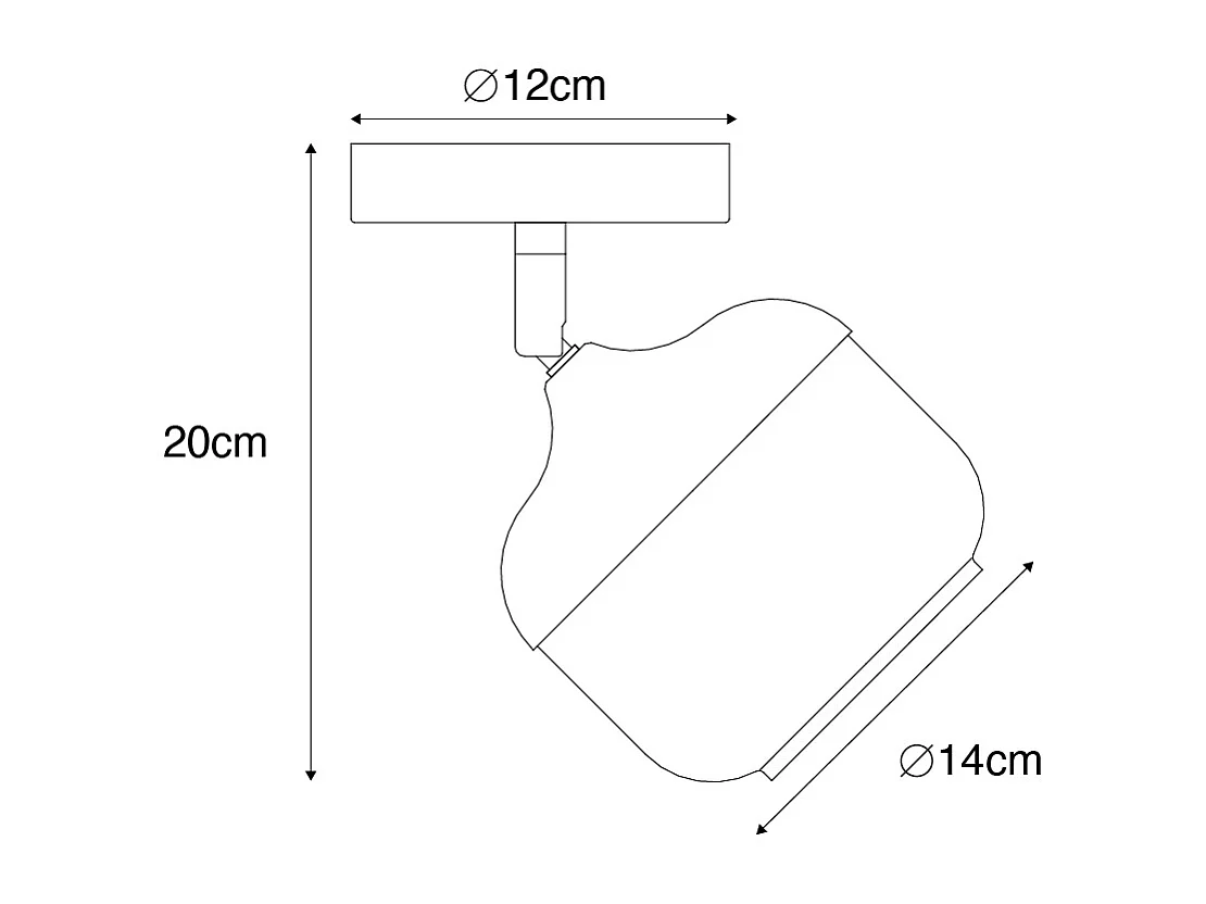 Spot design noir avec verre doré et fumé - Kyan