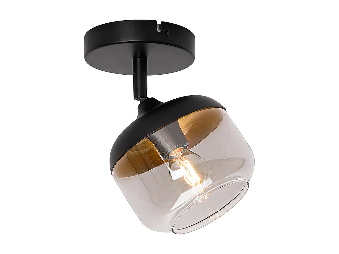 Spot design noir avec or et verre fumé - Kyan