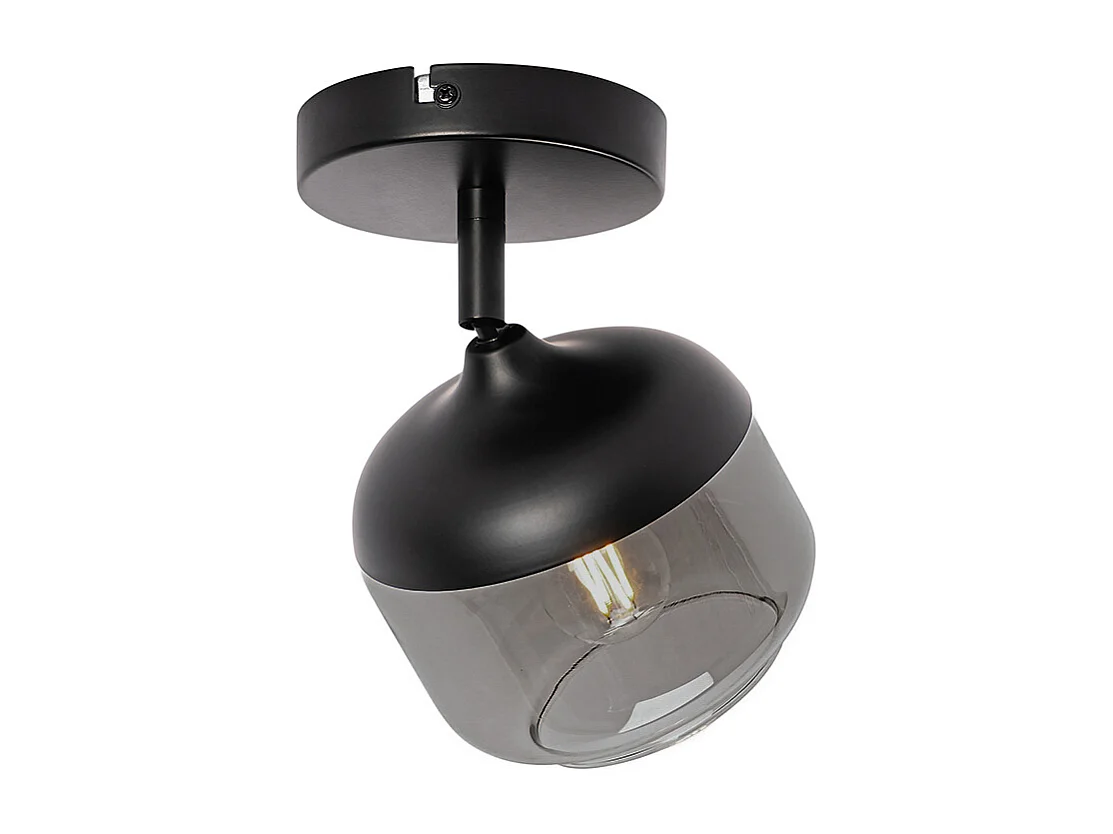 Spot design noir avec or et verre fumé - Kyan