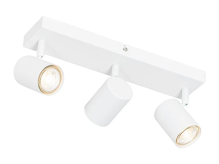 Plafonnier moderne blanc 3 lumières orientable rectangulaire - Jeana