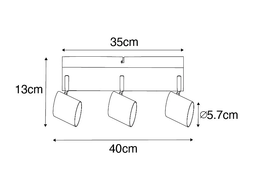 Plafonnier moderne blanc 3 lumières orientable rectangulaire - Jeana