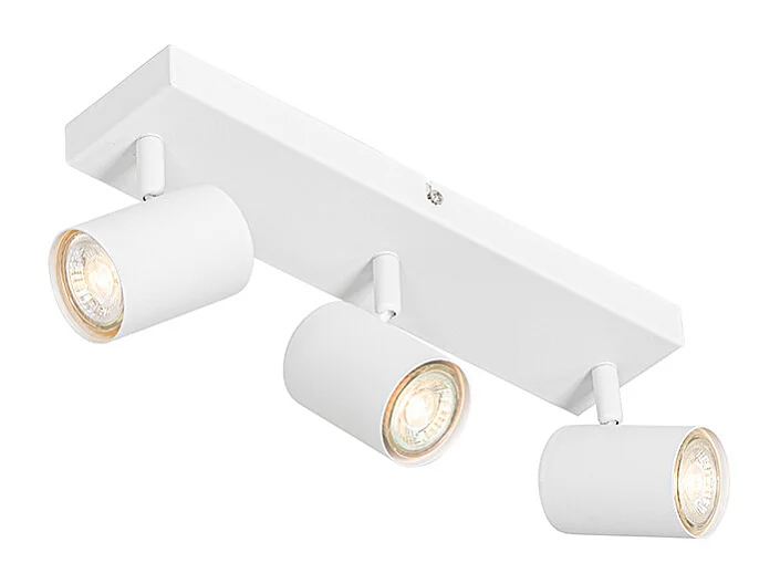 Plafonnier moderne blanc 3 lumières orientable rectangulaire - Jeana