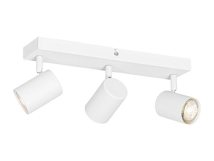 Plafonnier moderne blanc 3 lumières orientable rectangulaire - Jeana
