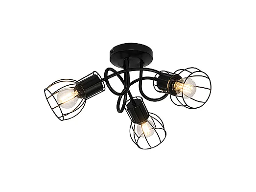 Plafonnier moderne noir 40 cm rond 3 lumières - Botu