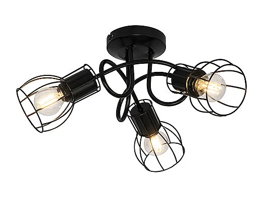 Plafonnier moderne noir 40 cm rond 3 lumières - Botu