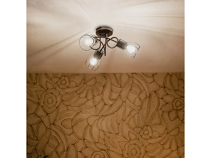 Plafonnier moderne noir 40 cm rond 3 lumières - Botu