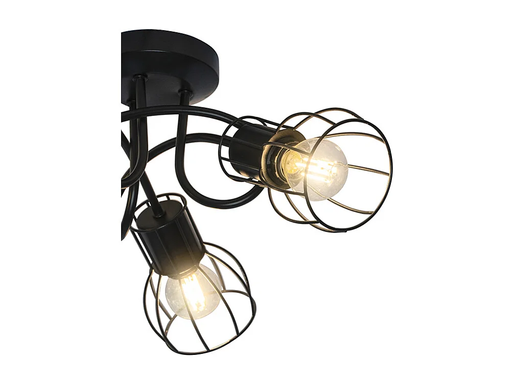 Plafonnier moderne noir 40 cm rond 3 lumières - Botu
