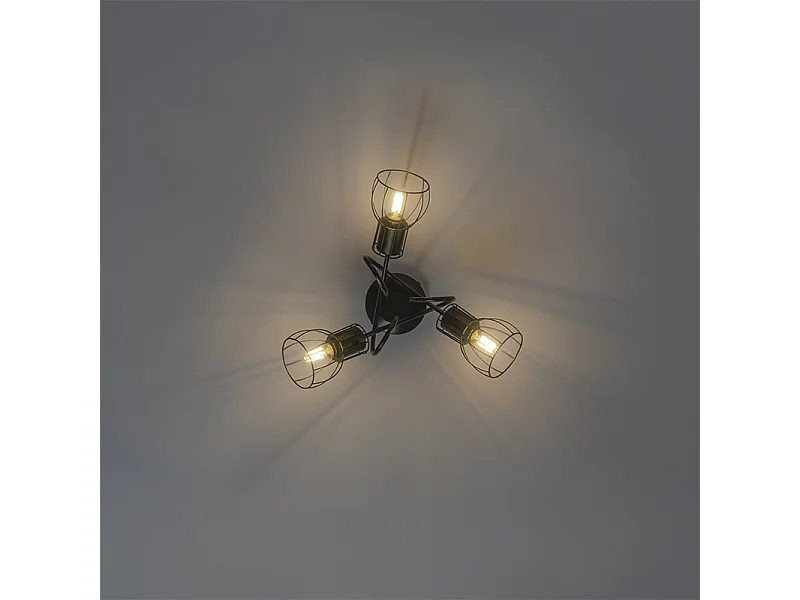 Plafonnier moderne noir 40 cm rond 3 lumières - Botu