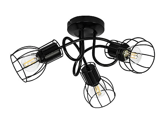 Plafonnier moderne noir 40 cm rond 3 lumières - Botu