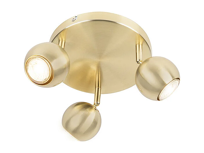 Rétro spot en laiton rond avec plaque de plafond 3 lumières - Gissi