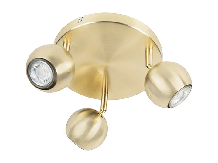 Rétro spot en laiton rond avec plaque de plafond 3 lumières - Gissi